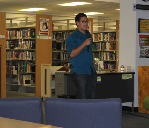 Sophomore and Open mic host Isaiah Negron shares some of his own poetry.